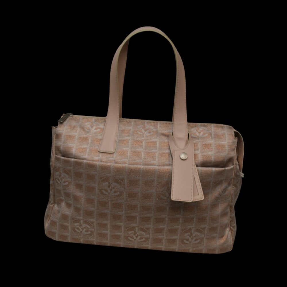 CHANEL New Travel Line Shoulder Tote Bag Nylon Beige